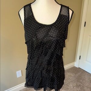 Reitmans Tank Top Black Gold Layered Ruffled Flowy Feminine Women's Size M